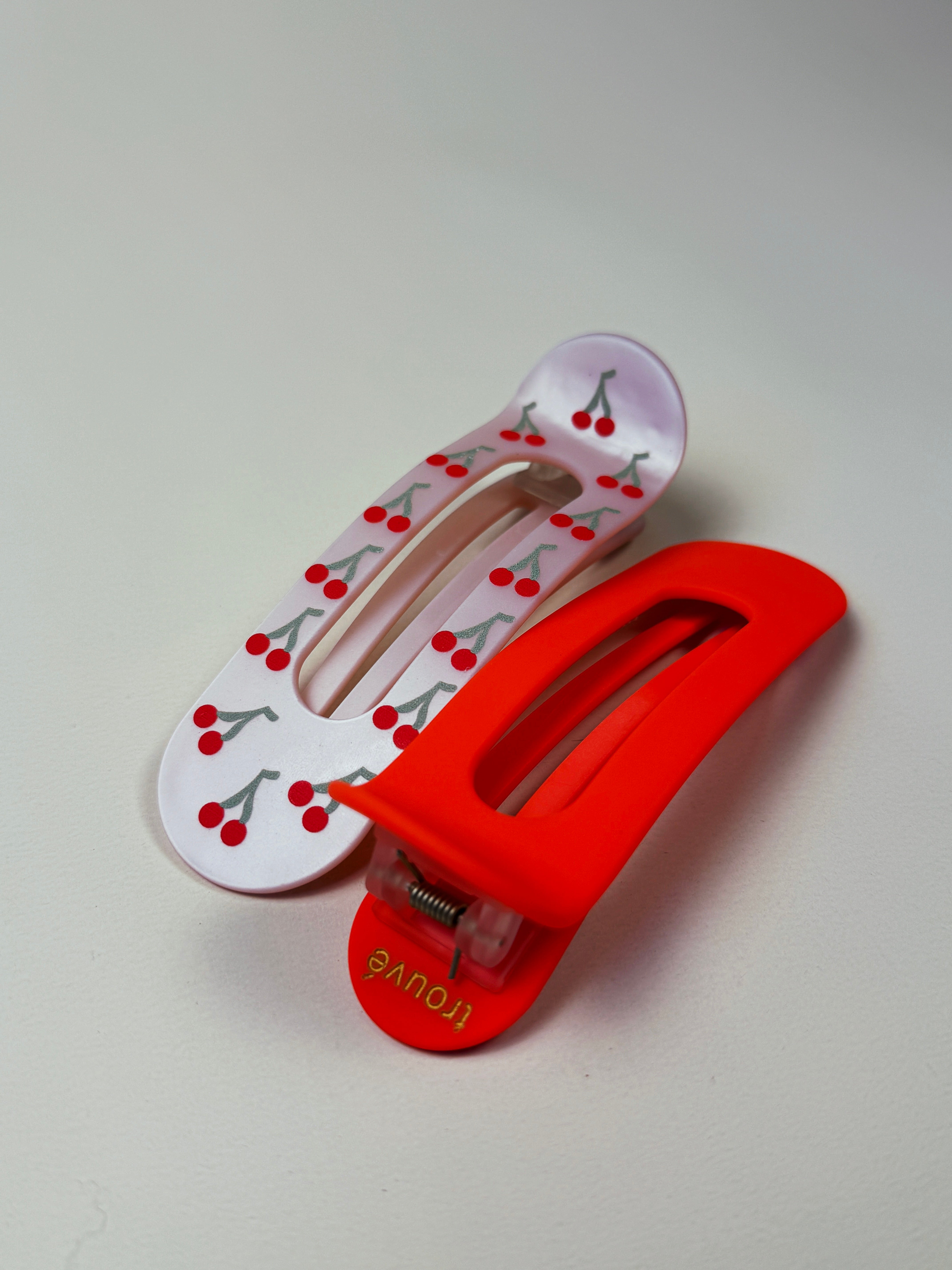 cute cherry pattern and red hair clips by Trouvé