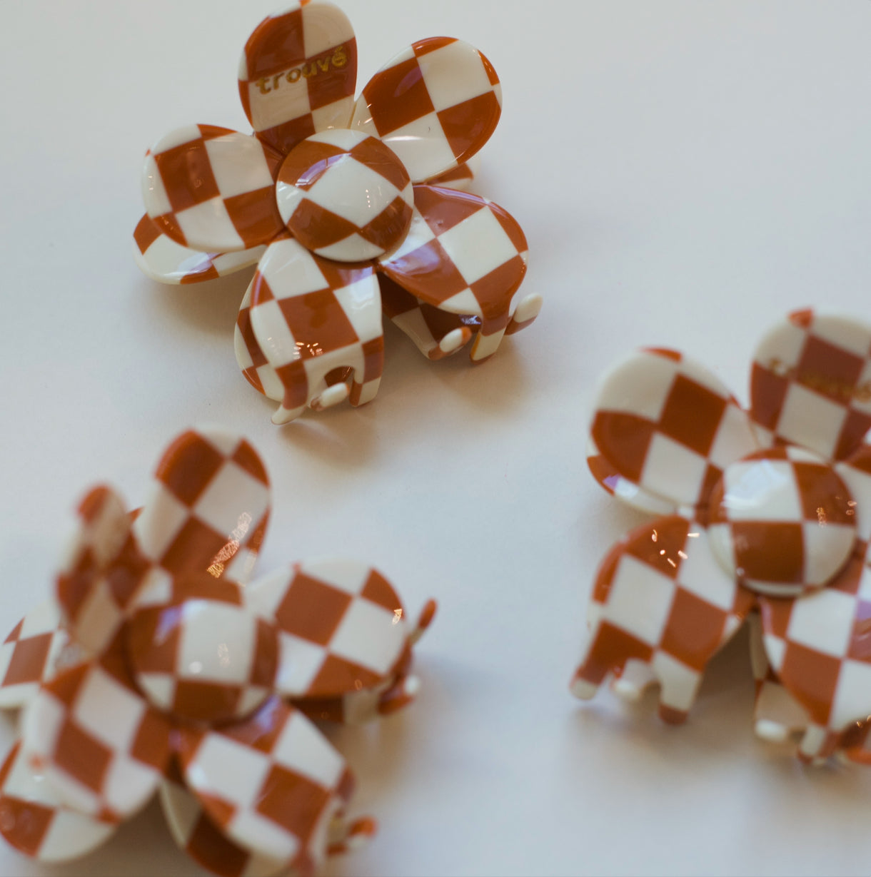cute flower checkered hair clips for extensions